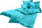 Lorena Uni Classic Bettwäsche Mako Satin Baumwolle einfarbig (türkis, 135 cm x 200 cm inkl. 80x80cm Kissen)