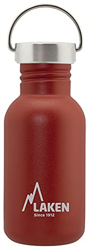 Laken sehr Edelstahlflasche 0,5l Rot mit Deckel Unisex-Botella de Acero Inoxidable Muy Robusta para Adultos, 0,5 l, Color Rojo, con Tapa Vintage 0,5