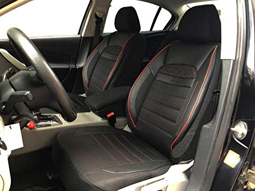 Sitzbezüge k-maniac kompatibel mit VW Passat Variant B8 Universal schwarz-rot Autositzbezüge Set Vordersitze Autozubehör Innenraum Auto Zubehör V2412777 Sitzschoner
