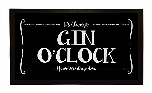 Bang Tidy Clothing Personalised Bar Runner Mat - Novelty Beer Gifts for Home Pubs Bars - Add Your Text - Gin O'Clock