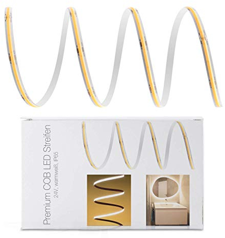 Premium 24V COB LED Streifen IP65 warmweiß 7m