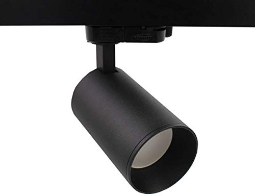 Trackspot 20 LED GU10 Stromschienenstrahler Zylindrisch mit Universal 3-Phasen Stromschienen Adapter - Aluminium | Ø63mm / 126x106mm | 2 tauschbare Frontringe (Schwarz)