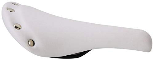 Fahrradsattel, Rennradsattel Rennrad Sattel Sattel bequemes Absorb-Stoßdämpfer aus breitem Leder für die werksseitige Reparaturwerkstatt Fahrradindustrie(White)