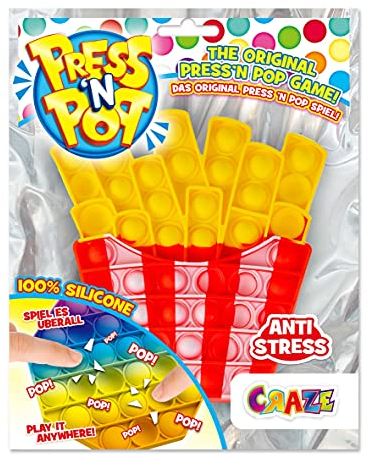 Press N Pop PressNPop Pommes Pop It Craze Unisex Fries Fidget Toy sensorisches Anti Stress Spielzeug für Kinder Erwachsene Bubble Set Pommestüte Form 37355, wunderschöne Farbkombinationen