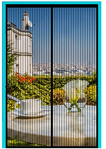 FIRGUNY Magnetic Screen Door, Heavy Duty Mesh Screen Doors Magnets, Door Screen Magnetic Closure for Single Front Back Patio Door, Full Frame Velcro, Hands Free (Black)