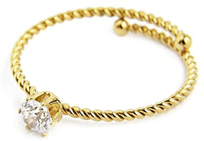 marlu Ring mit weißem Kristall 4 mm PVD Gold 18an115gw-s, Stahl, Kristall