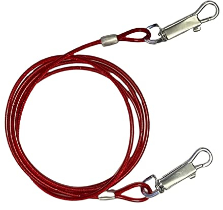 Estaca de amarre en espiral para perros, cable de amarre de acero fuerte para picnic, entrenamiento, jardinería, camping, alambre de amarre y estaca disponible en 6 10 20 pies (cable de 6 pies, rojo)