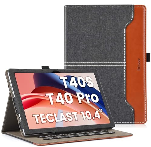 DLveer Hülle für TECLAST T40 Pro/T40S 10.4 Zoll - PU Leder Hülle mit Mehreren Winkeln Ständer und Tasche, Auto Schlaf/Aufwach,Denim Schwarz