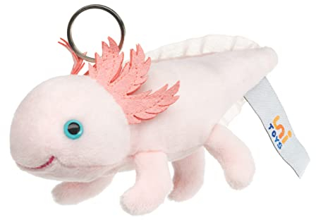 Uni-Toys - Axolotl mit Schlüsselanhänger - 15 cm (Länge) - Plüsch-Wassertier - Plüschtier, Kuscheltier