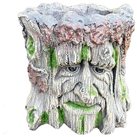 Darthome Large Greenman Planter 28cm Resin Wood Effect Tree Stump Novelty Plant Pot Gift