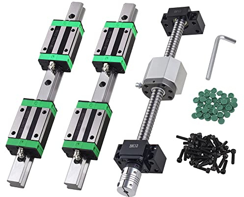 CNCYEAH Linearführung 2PCS HGR20-600mm Linearschiene mit Gleitblock + SFU1605-600mm Kugelumlaufspindel Führungsschiene mit Kugelmutter, BF12/BK12, DSG16H, Kupplung + Zubehör für 3D Drucker CNC