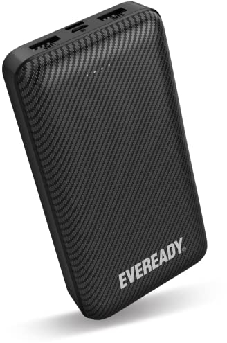 EVEREADY - Batterie Externe Mini Format Power Bank 20000 mAh + Câble USB-A/Micro-USB - Compatible iPhone Samsung iPad Oppo - Noire - Randonnée Campin Voyage - Hommes et Femmes