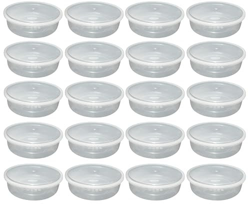 (Pack of 20) 2000ML Clear Round Plastic Containers with Airtight Lids Takeaway Food Storage Containers Perfect for Food Prep Meal, Fruit Salad & Cake Boxes, BPA Free Microwave, Freezer Safe Stackable