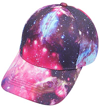 ZLYC Damen Floral Baseball Cap Mode Blumen Atmungsaktiv Basecap(Galaxie Rot)