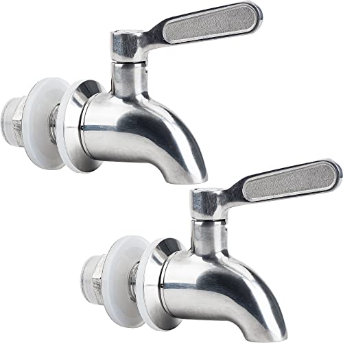 Omoojee Edelstahl-Zapfhahn für Getränkespender, Ersatzteil für Wasserspender, Wasserhahn für den Außenbereich für Sonnentee, Party, Camping (2 Pack)