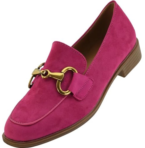 Palado Loafer Damen Nyliss – elegante Halbschuhe im zeitlosen Design - Slipper mit Goldschnalle - Sommerschuhe - modisch und bequem Pink UK5,5 - EU38