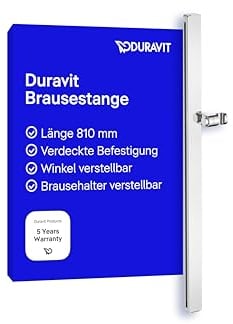 Duravit Universal Duschstange, Brausestange mit höhenverstellbarer Handbrausehalterung, variable Duschstange (810 mm), Chrom