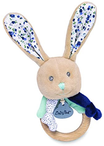 BABY NAT' - Hochet bois lapin POUPI marine - BN0604 -Bleu