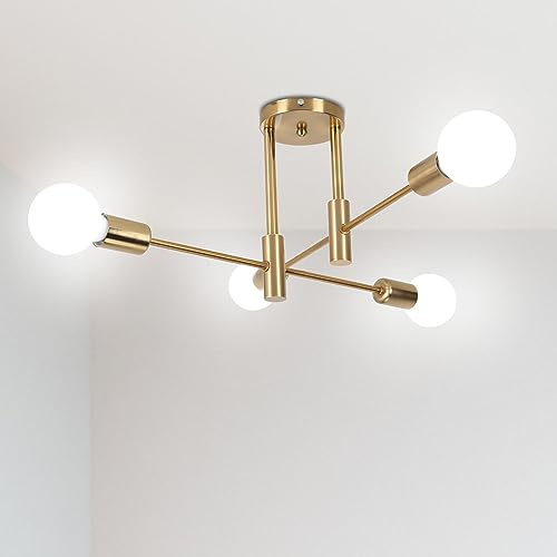 WOTTES Industrie-Deckenleuchten, Metall-Deckenleuchten E27, Vintage-Deckenleuchten, Schlafzimmer, Küche, Wohnzimmer (ohne Glühbirne) (4 Lampe Kupfer)