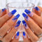 Sethexy Blue Handmade Long Coffin Fake Nail 3D Crystal False Nails Gradient Rhinestone Press on Nail Salon Durable Nails for Women and Girls (5)