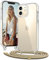 Vaykwo Handykette mit Band für Apple iPhone 12 Mini Hülle - Necklace Handyhülle - Transparente Case zum Umhängen mit Kameraschutz und Bildschirmschutz - Golden