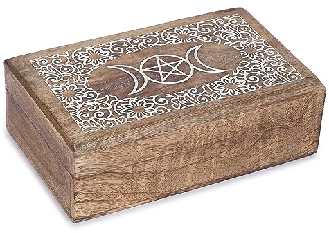Ajuny Caja de Madera Hecha a mano para Joyas, Relojes, Collares, Anillos Caja de Almacenamiento - Hermoso Cofre del Tesoro de Recuerdo para Mujeres - 8 x 5 pulgadas