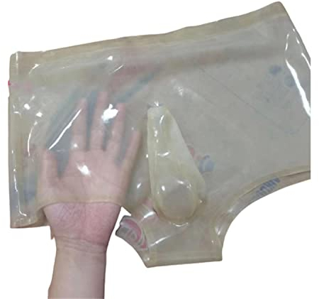 Herren transparent Latex Shorts Slip Latex Boxershorts Latex Höschen Latex Unterwäsche Unterhose Kurze Hose (5XL)