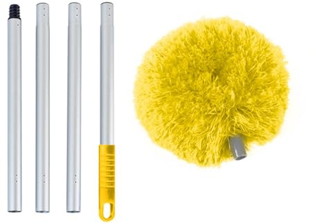 Mikrofaser-Staubwedel, 140 cm, ausziehbar und biegbar, langer Griff, Mikrofaser, waschbar, Staubwedel, Jalousien, hohe Deckenventilator-Reiniger, Gelb