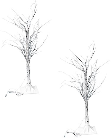 OSALADI 2St Dekorative Lichter led tree light tischlampe dekorativer beleuchteter Baum für zu Hause Wohnkultur weihnachtsdeko Simulationsbaumlampe Birke lampe Weiß