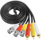 XMSJSIY BNC zu RCA Video Audio Kabel 1.5M - 3 BNC Stecker zu 3 RCA Stecker vergoldet - Koaxialkabel für CCTV Überwachungssysteme