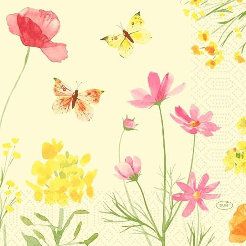 500 Duni Tissue-Servietten 33 x 33 cm Poppy Field 3-lagig