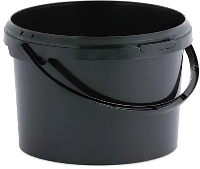 3 x 3L Plastic Bucket Pail + Handle & Lid - Heavy Duty ¦ Food Grade BPA Free ¦ Multi-use Fermentation Feed Dry Food Liquid Chemicals Hydroponics Storage Container BLACK