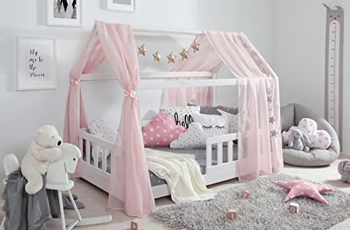 TiCAA Tüll-Set für Hausbett Kay rosa