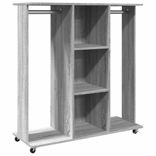 vidaXL Kleiderständer mit Rollen Grau Sonoma 102x38x110 cm