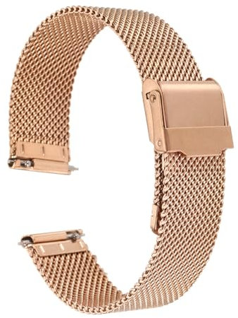 QUARKZMAN Bracelet de Montre en Maille 16mm en Acier inoxydable 316L Dégagement Rapide Réglable Bracelet de Montre en Métal pour Hommes et Femmes, Or Rose