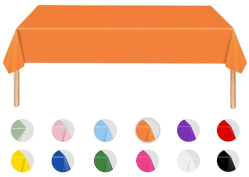 MORAINJAY Mantel de color naranja, 137 x 274 cm, mantel de plástico, rectangular, para jardín, para cumpleaños, gastronomía, fiestas, bodas o hogar