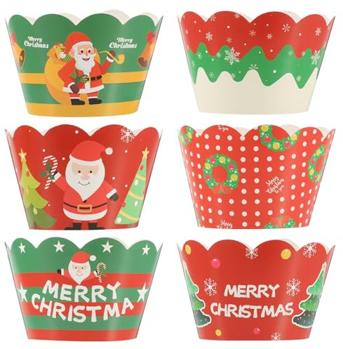 JOINPAYA 6 Stück Muffinförmchen Papier: Weihnachts Cupcake Förmchen Weihnachts-Party-Backförmchen-Dekorationen Für Weihnachtsfeiern Mini Muffinförmchen Papier zum Backen