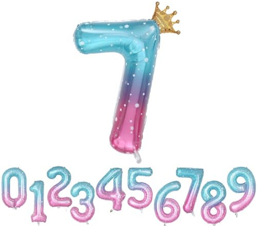 Ballon Chiffre 7 Helium Anniversaire Bleu Rose Chiffres 7 ans Couleur Ballon Numéro 7 ans Birthday XXL 100cm