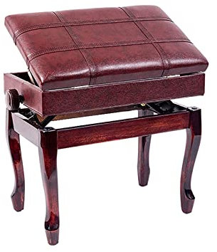 IUokLU Klavierhocker aus Kunstleder Solo Artist-Klavierbank 10 cm höhenverstellbar Keyboardhocker mit gepolstertem Ledersitz und großer Aufbewahrungsbox 55 x 34 x,