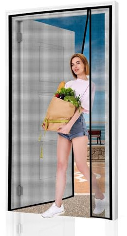 Tende Zanzariere con Anelli per Porta Finestre 75x210cm Nero Zanzariera Magnetica Porta Finestra Tenda Magnetica Balcone Porte Zanzariera