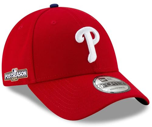 New Era Philadelphia Phillies 9FORTY 2024 Postseason Stretch Fit Cap Mütze Rot, Rot/Ausflug, einfarbig (Getaway Solids), Einheitsgröße