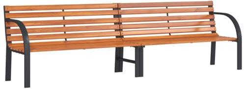 ULUYYUC Outdoor Bank Gartenbank Garden Bench Picknickbank - Gartenbank Braun 231 cm Holz & Pulverbeschichteter Stahl für Innenhof Balkon Terrasse Garten