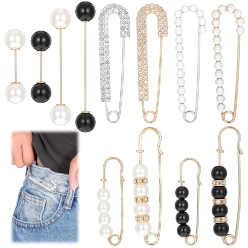 XYTAHDM 12 Pièces Épingles De Sûreté et Broches de Col, Épingles de Taille et Perles pour Vêtements, Broches Décoratives