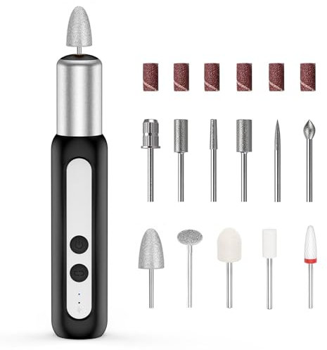 Ponceuse à ongles de type C Machine électrique pour ongles en acrylique Lime à ongles électrique portable Outil de polissage Manucure Pédicure pour salon à domicile (Noir)