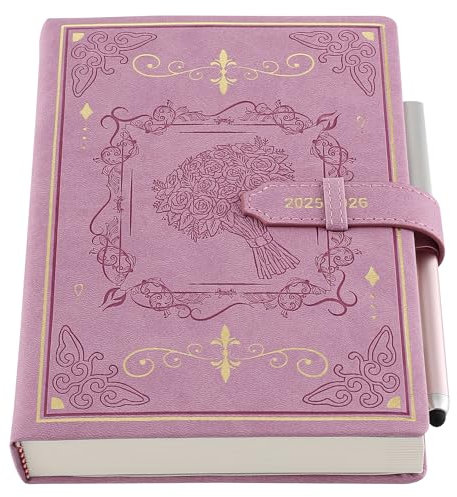 Akademischer Terminplaner 2025–2026, A5, Tag pro Seite, 13 Monate Tages- und Monatsplaner vom 25. August – 26. August, Agenda Dairy A5 Seite pro Tag, mit elegantem Einband, Stift, Innentasche (Lila)