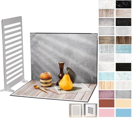 Fotografie Hintergrund Boards Set 13 Stück 26 Muster Doppelseitiges Hintergrundpapier und 2Stück Fenster Licht Schatten Fotografie Hintergrundbrett für Kleine Produktfotografie Fotohintergrund 30x40cm