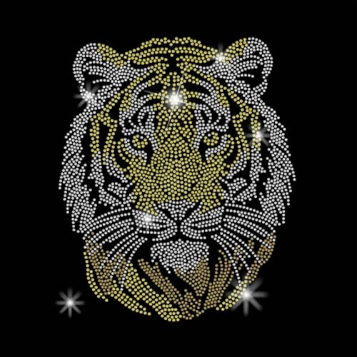 SUPERDANT Tigerkopf Strass Transfer zum Aufbügeln Tiermotiv Aufbügler T Shirt Strass Hotfix Zum Aufbügeln Kleidungsreparatur Stras Hotfix Transfer Patch Für Kleidungstaschen