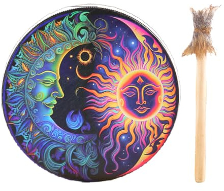 Holzhandtrommel - Shaman Healing Drum, Meditation Sound Drum, gefertigtes | Percussion -Werkzeug, spirituelles Musikinstrument | Trommel zur Entspannung