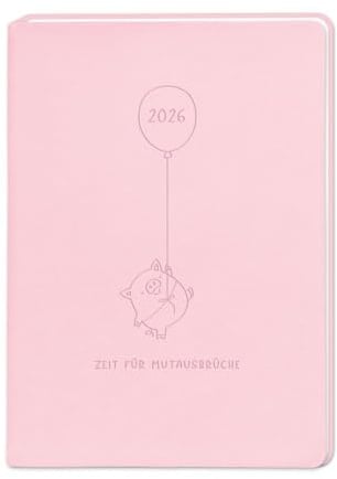 Terminplaner Lederlook - rosa A6 - Taschenkalender 2026 - Grafik Werkstatt - Buchkalender mit Lesebändchen und feiner Prägung auf der Titelseite - 1 Woche auf 2 Seiten - 11 cm x 15,5 cm