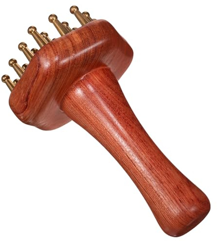 Handliche Massagebürste aus Messing und Holz für Rücken und Beine